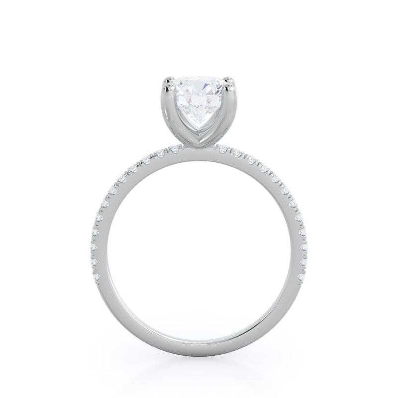 Petite Micro Pave Diamond Engagement Ring with Round Cut Diamond in 14KT Platinum view 2
