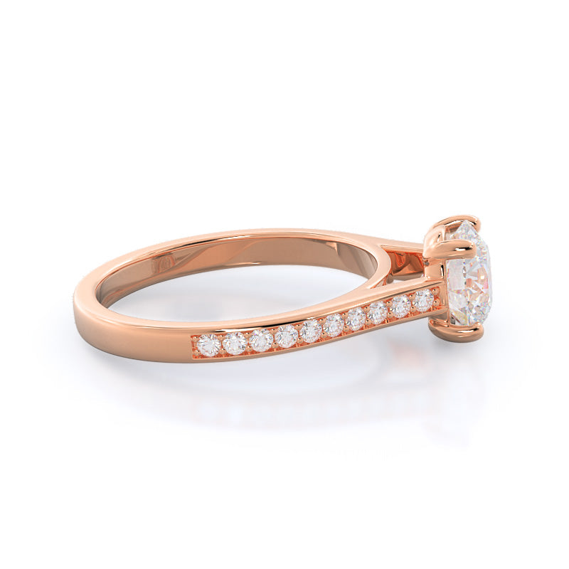 Channel & Pave Basket Diamond Ring with Round Cut Diamond in 14KT Rose Gold view 3
