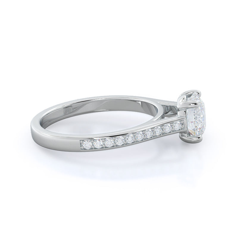 Channel & Pave Basket Diamond Ring with Round Cut Diamond in 14KT Platinum view 3
