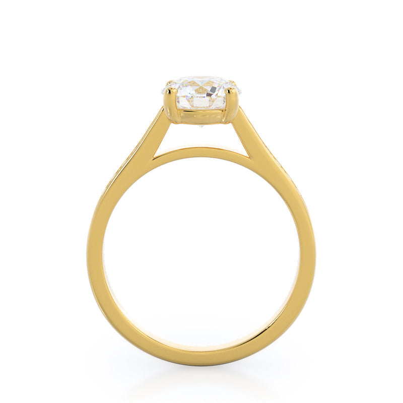 Channel & Pave Basket Diamond Ring with Round Cut Diamond in 14KT Yellow Gold view 2
