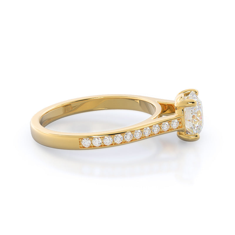 Channel & Pave Basket Diamond Ring with Round Cut Diamond in 14KT Yellow Gold view 3
