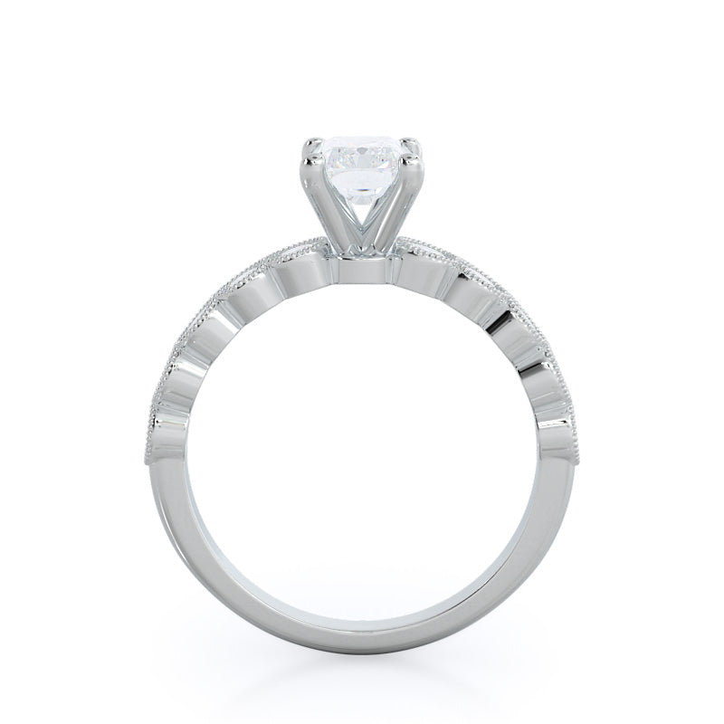 Milgrain Bezel Diamond Engagement Ring with Radiant Cut Diamond in 14KT Platinum view 2

