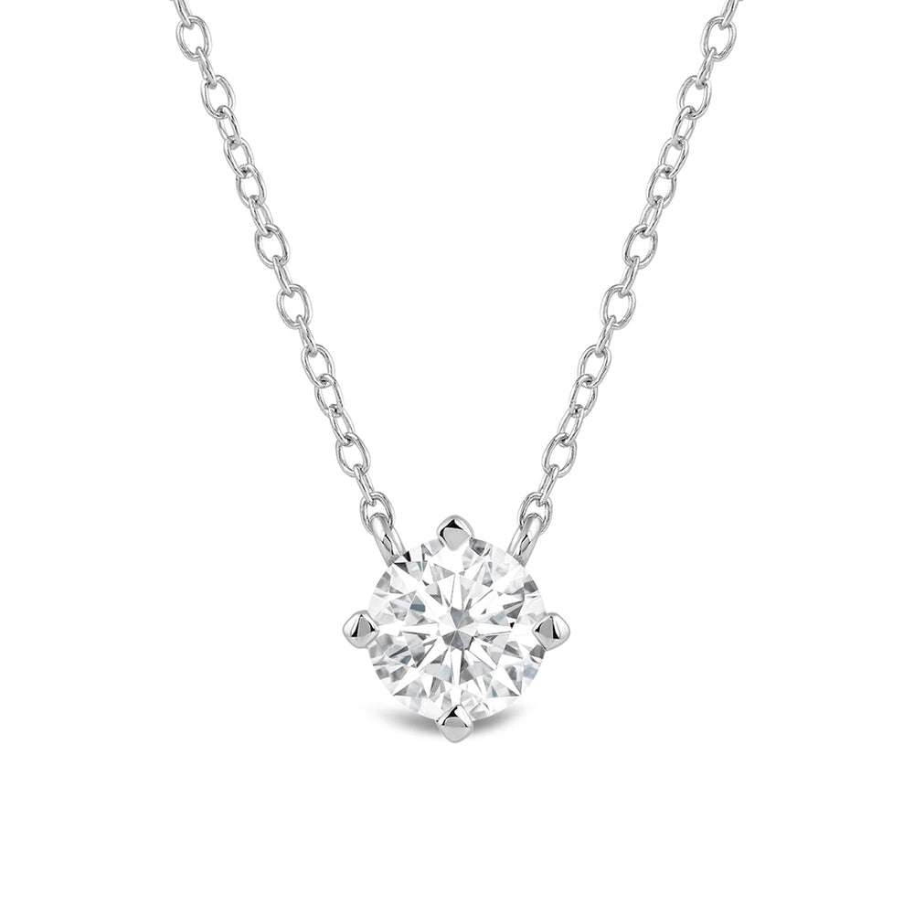Kite Set Round Lab Created Diamond Solitaire Pendant with 18KT White Gold / Lab / 1/2 Cut Diamond in 14KT White Gold / Lab / 1/2 view 4
