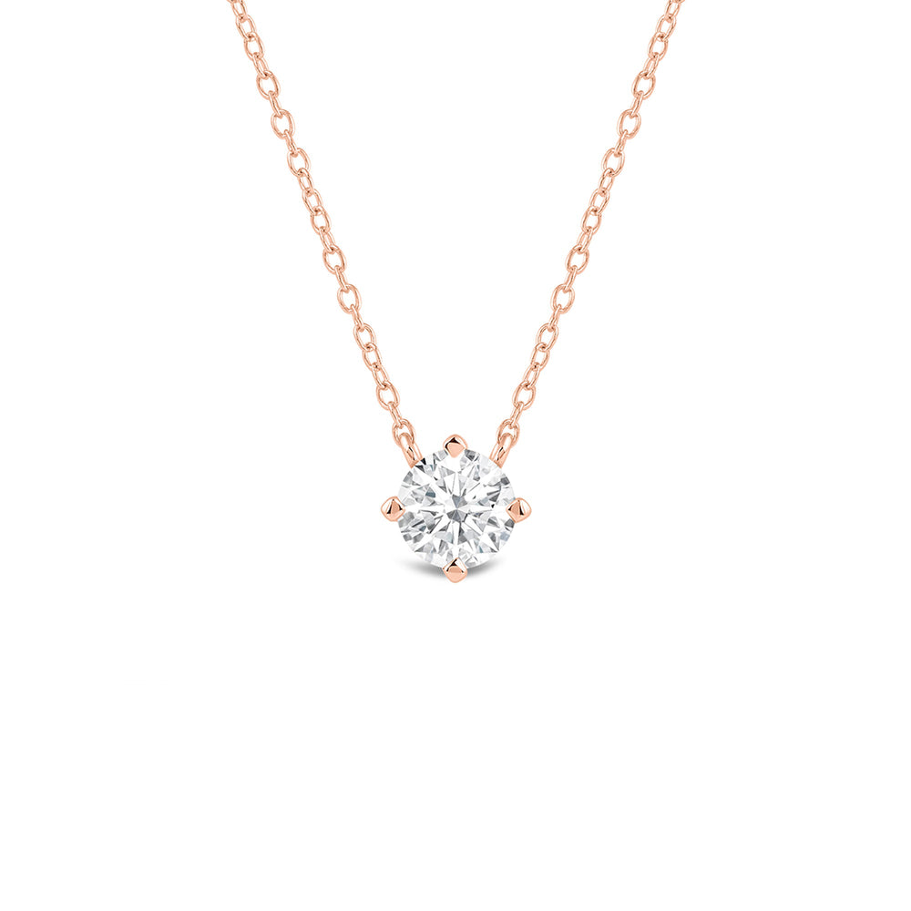 Kite Set Round Lab Created Diamond Solitaire Pendant with 18KT Rose Gold / Lab / 1/2 Cut Diamond in 14KT Rose Gold / Lab / 1/2 view 1
