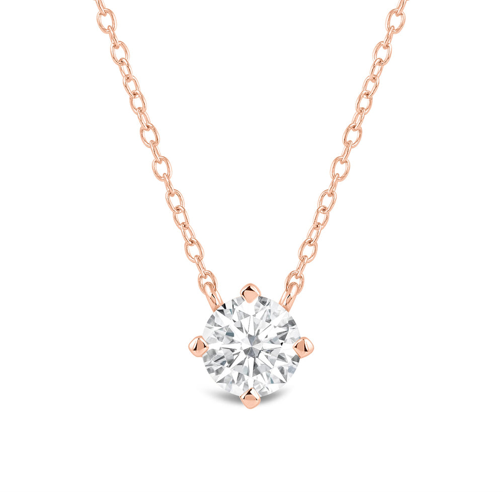 Kite Set Round Lab Created Diamond Solitaire Pendant with 18KT Rose Gold / Lab / 1/2 Cut Diamond in 14KT Rose Gold / Lab / 1/2 view 4
