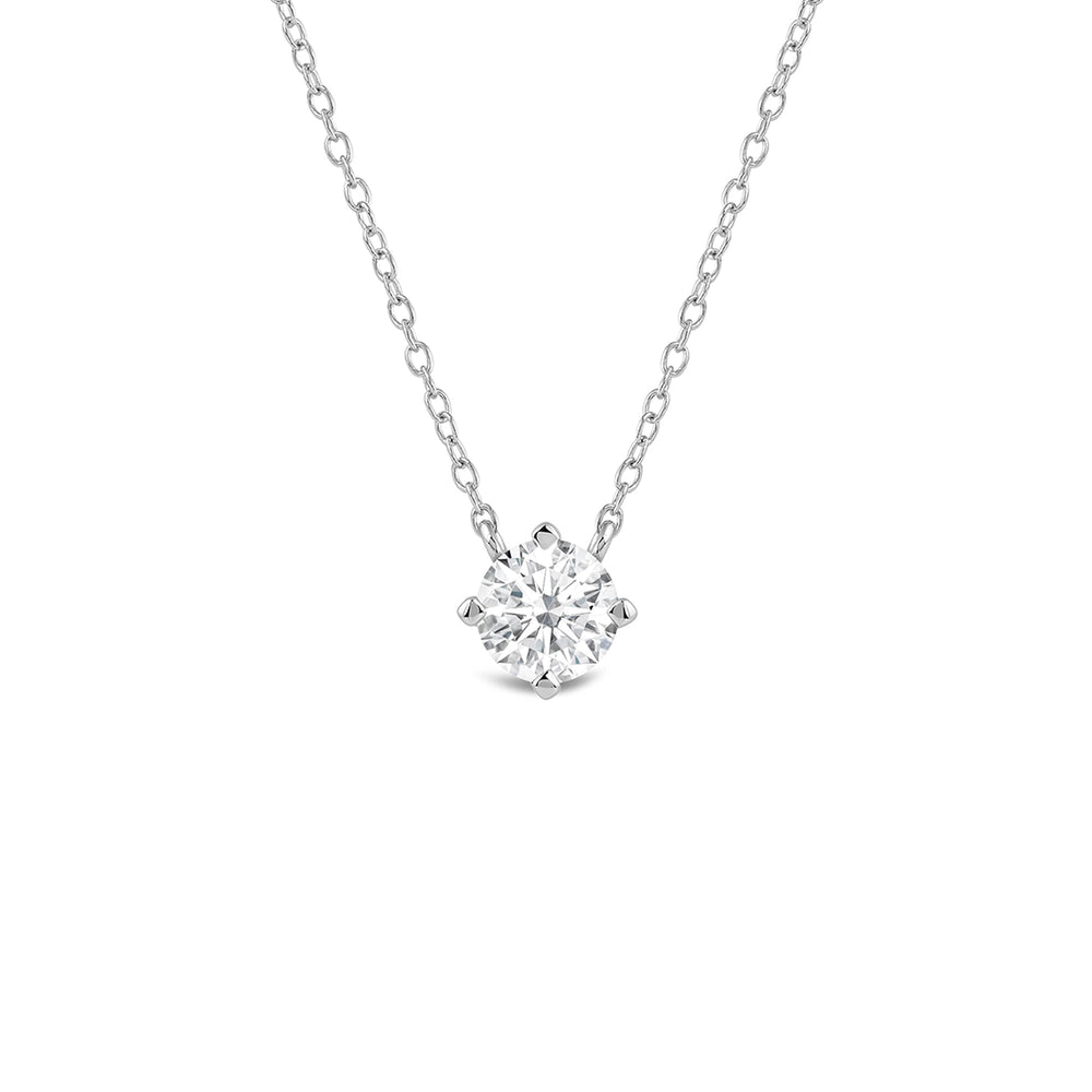 Kite Set Round Lab Created Diamond Solitaire Pendant with 18KT White Gold / Lab / 1/2 Cut Diamond in 14KT White Gold / Lab / 1/2 view 1
