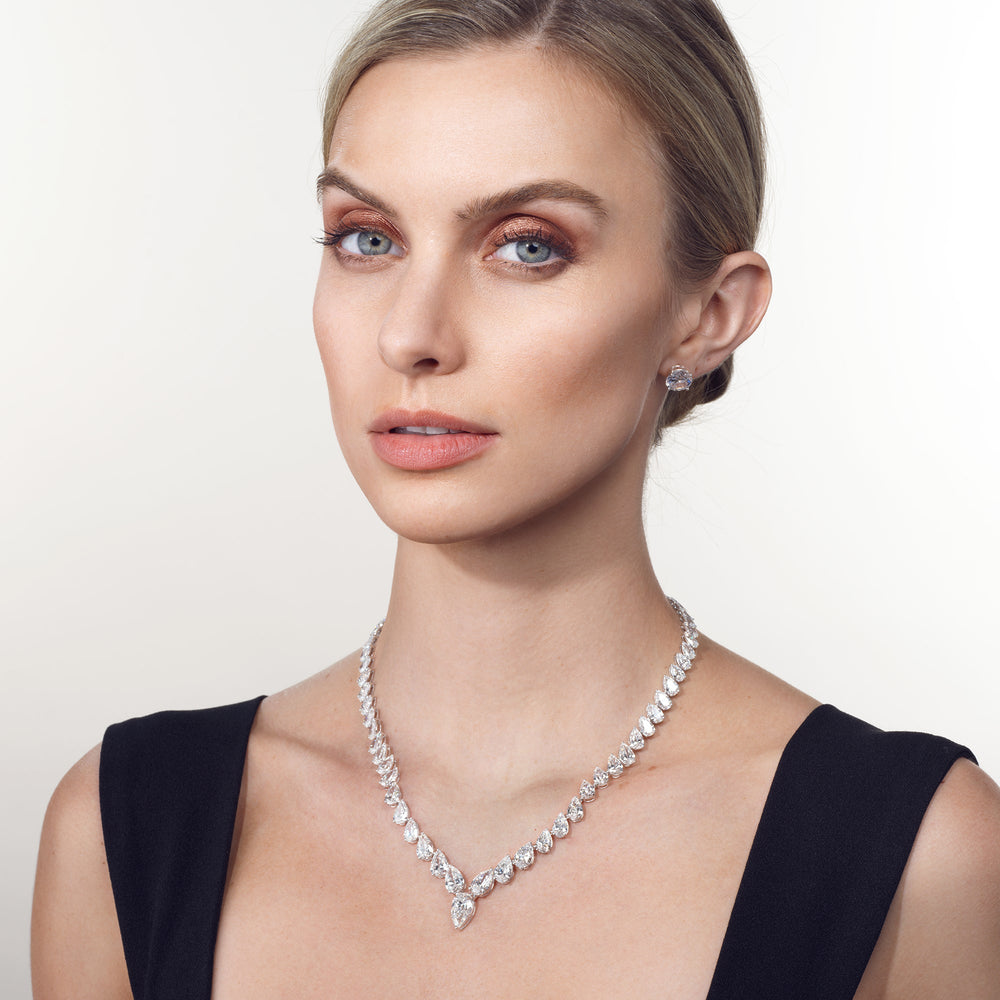 The Bradford Necklace with 18KT White Gold / Lab / 30 Cut Diamond in 14KT White Gold / Lab / 30 view 4
