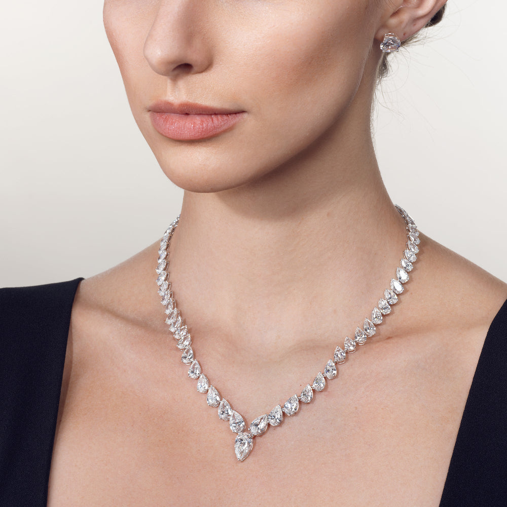 The Bradford Necklace with 18KT White Gold / Lab / 30 Cut Diamond in 14KT White Gold / Lab / 30 view 3
