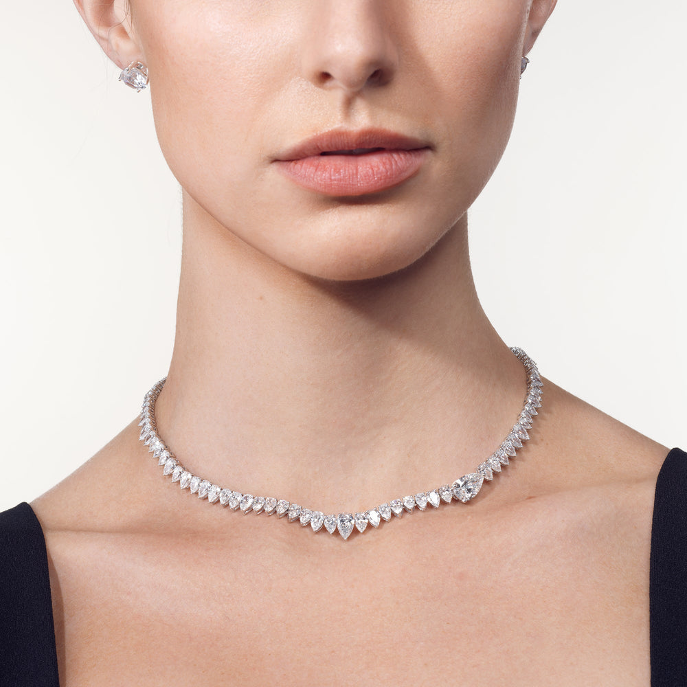 The Kensett Necklace with 18KT White Gold / Lab / 36 1/5 Cut Diamond in 14KT White Gold / Lab / 36 1/5 view 3
