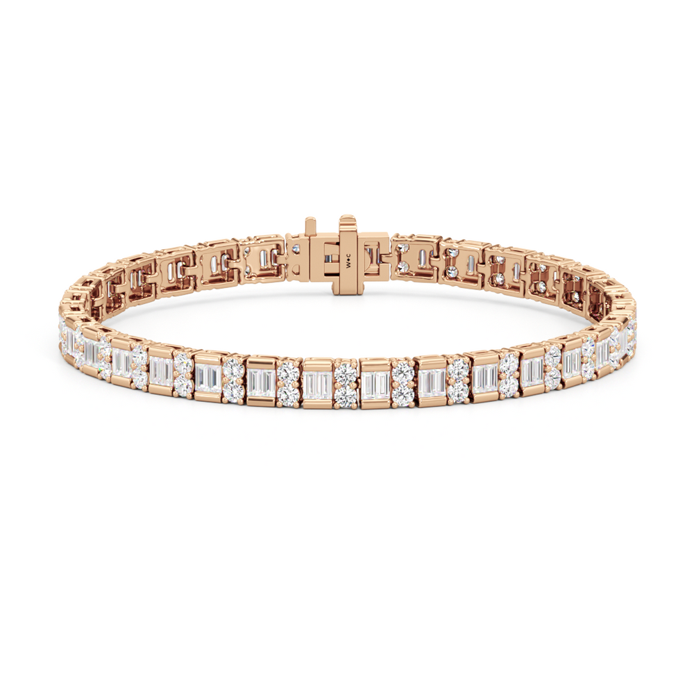 Alternating Mixed Tennis Bracelet with 5 Cut Diamond in 14KT Rose Gold view 1
