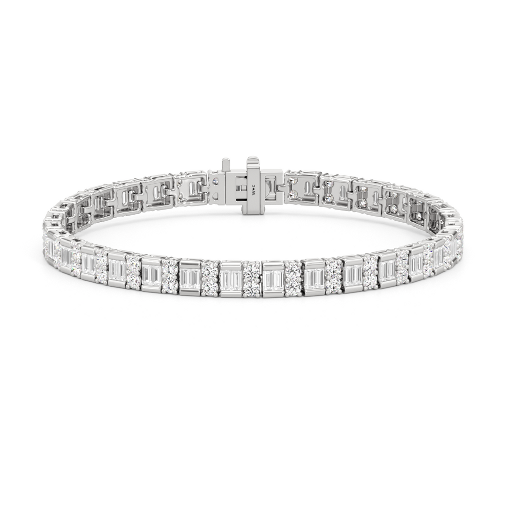 Alternating Mixed Tennis Bracelet with 5 Cut Diamond in 14KT White Gold view 1
