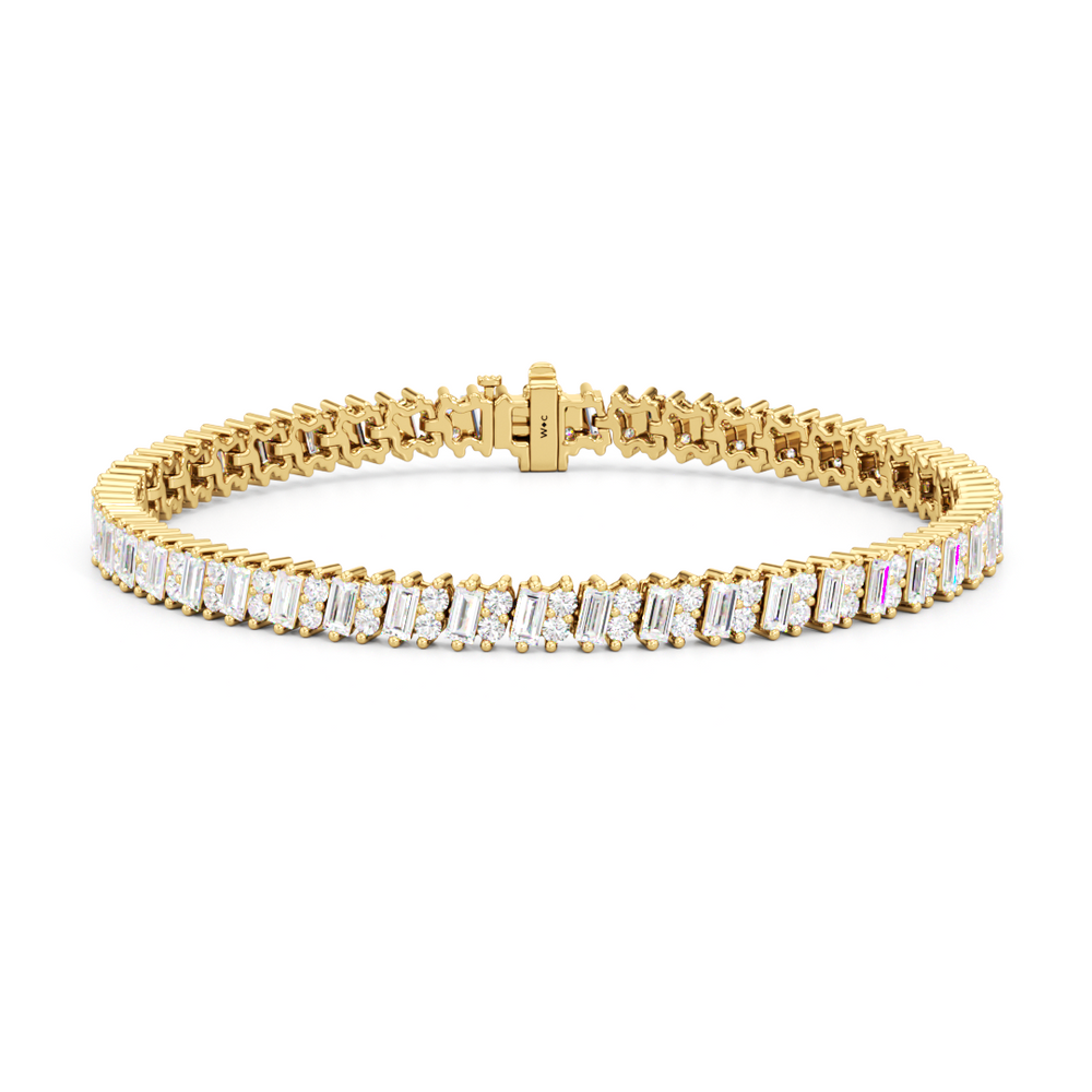 Alternating Duo Tennis Bracelet with 4 Cut Diamond in 14KT Yellow Gold view 1
