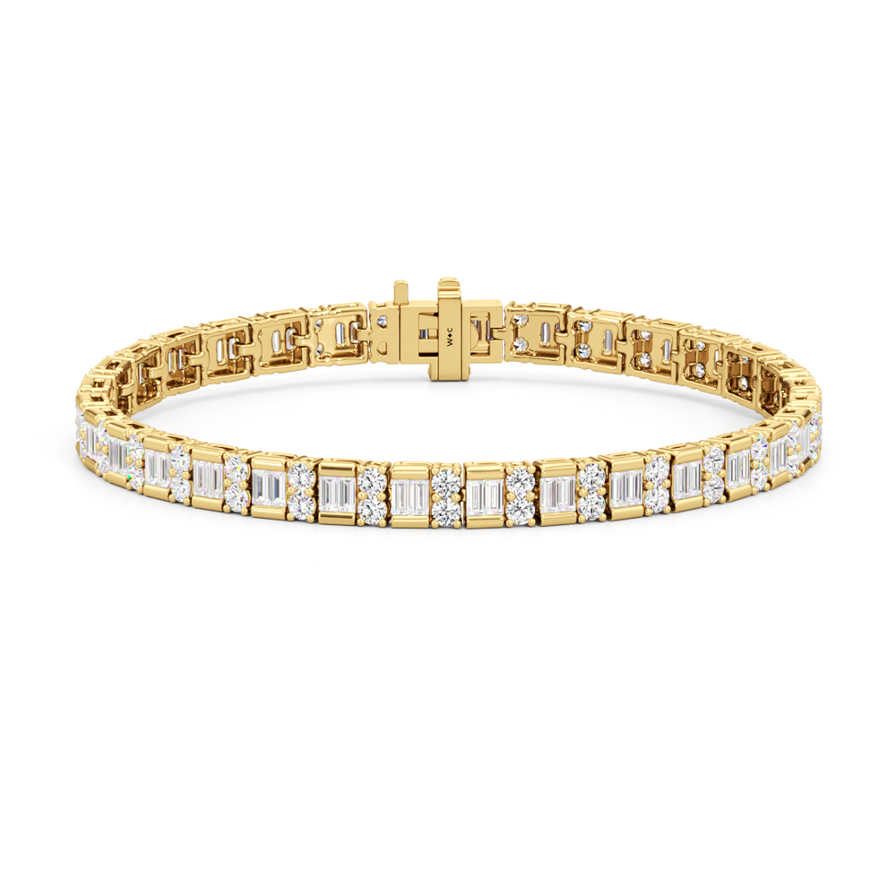 Alternating Mixed Tennis Bracelet with 5 Cut Diamond in 14KT Yellow Gold view 1
