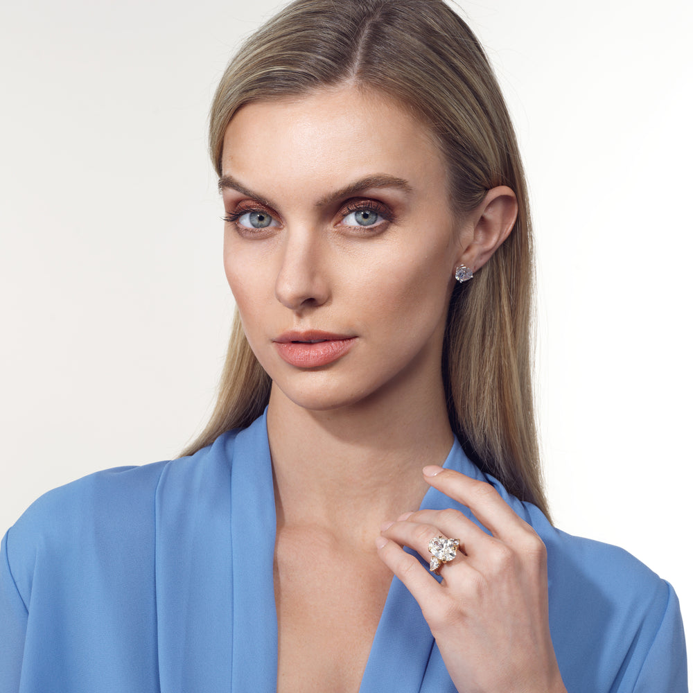 Model Wearing The Matisse Ring with Lab Grown Diamond view