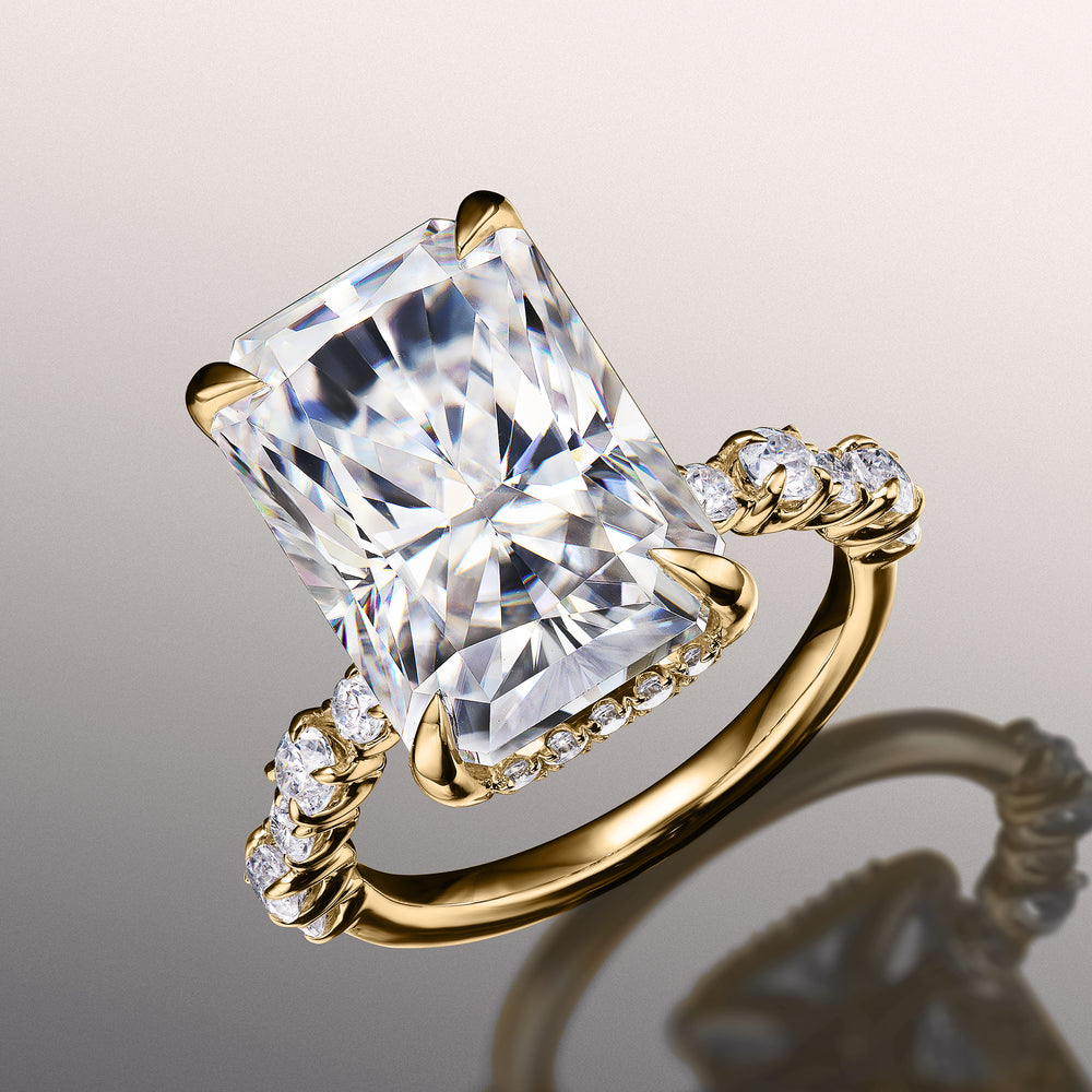 Radiant Cut The Warhol Ring with Lab Grown Diamond in 14KT Yellow Gold view 2
