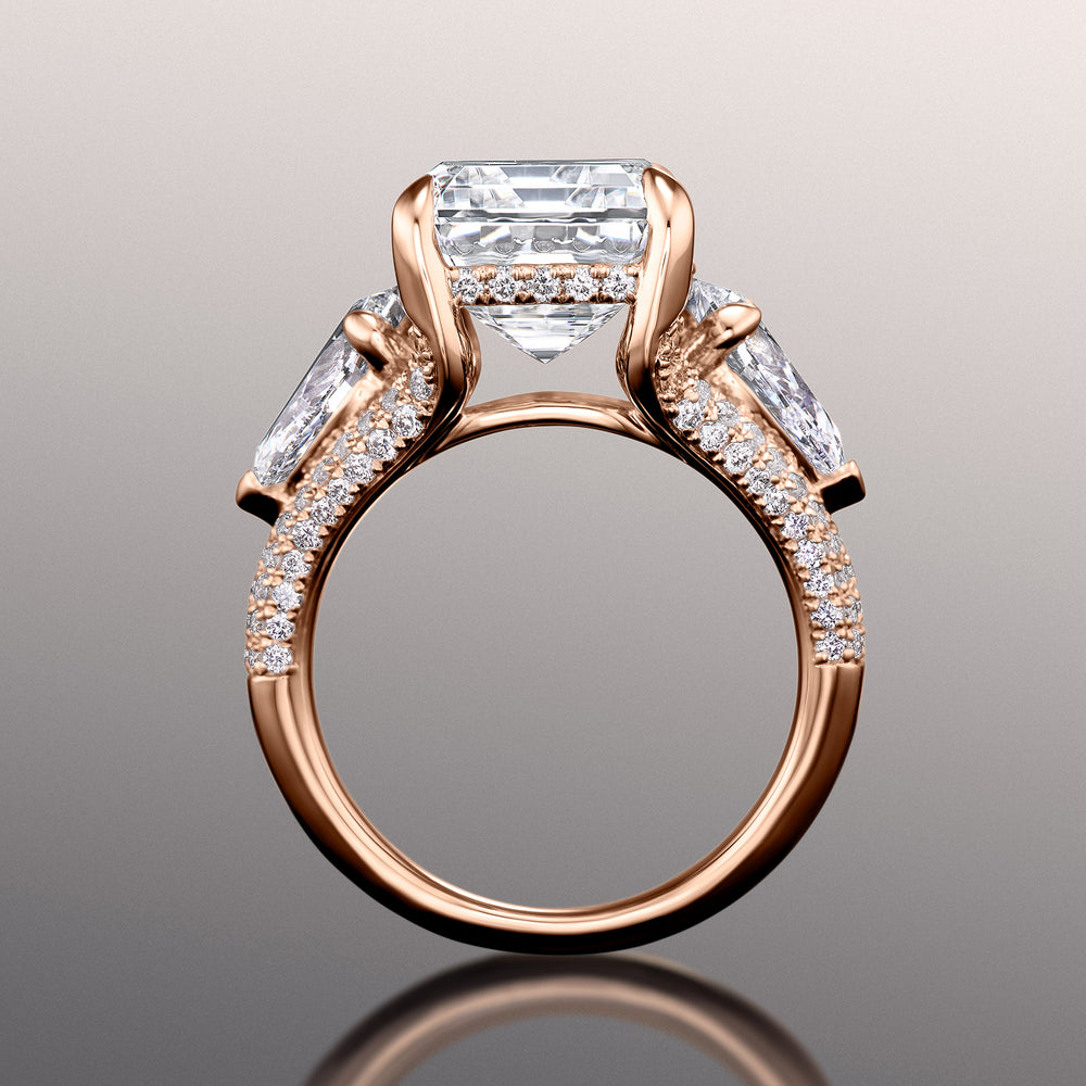 Emerald Cut The Kahlo Ring with Lab Grown Diamond in 14KT Rose Gold view 3
