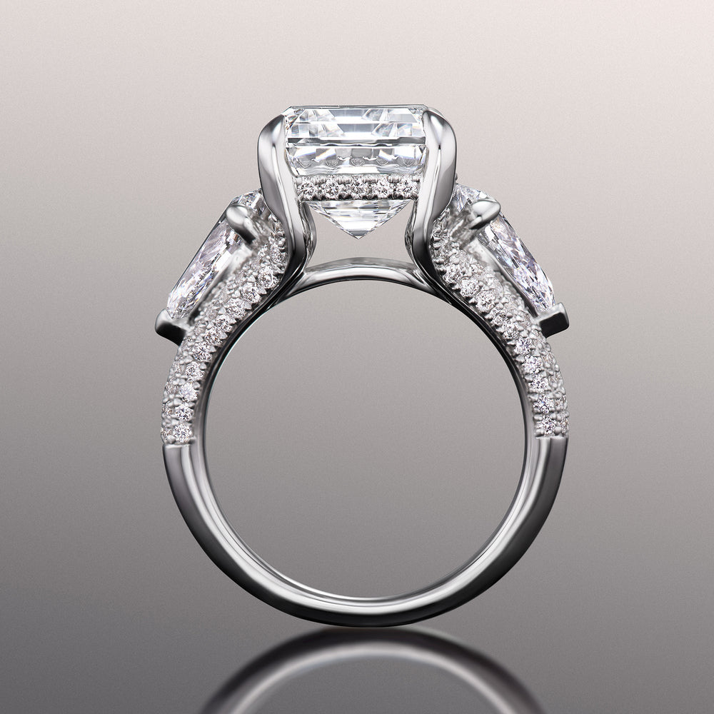 Emerald Cut The Kahlo Ring with Lab Grown Diamond in 14KT White Gold view 3
