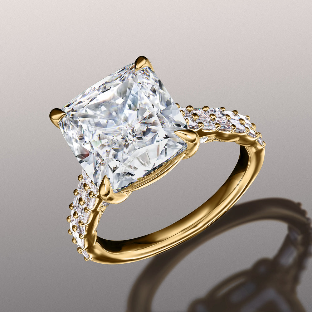Cushion Cut The Anguissola Ring with Lab Grown Diamond in 14KT Yellow Gold view 2
