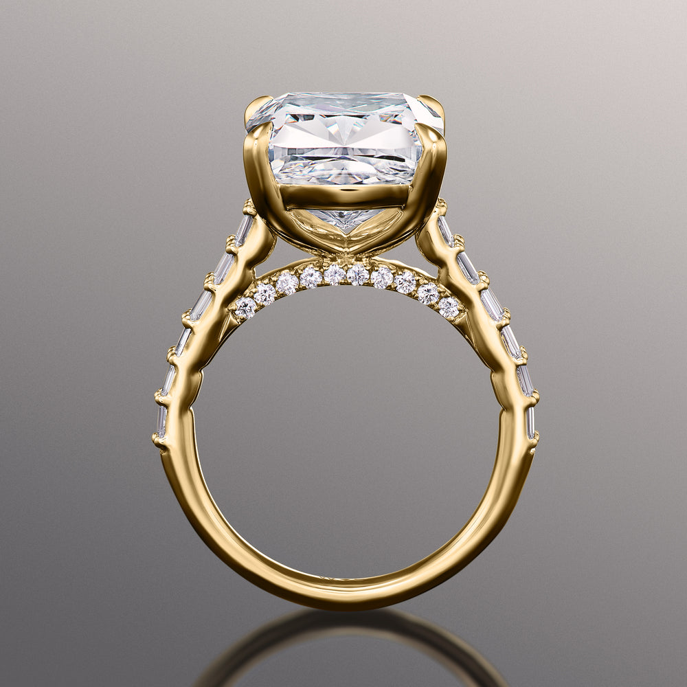 Cushion Cut The Anguissola Ring with Lab Grown Diamond in 14KT Yellow Gold view 3
