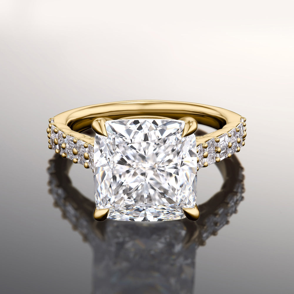 Cushion Cut The Anguissola Ring with Lab Grown Diamond in 14KT Yellow Gold view 1
