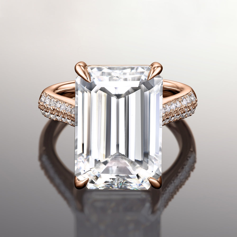 Emerald Cut The Braque Ring with Lab Grown Diamond in 14KT Rose Gold view 1
