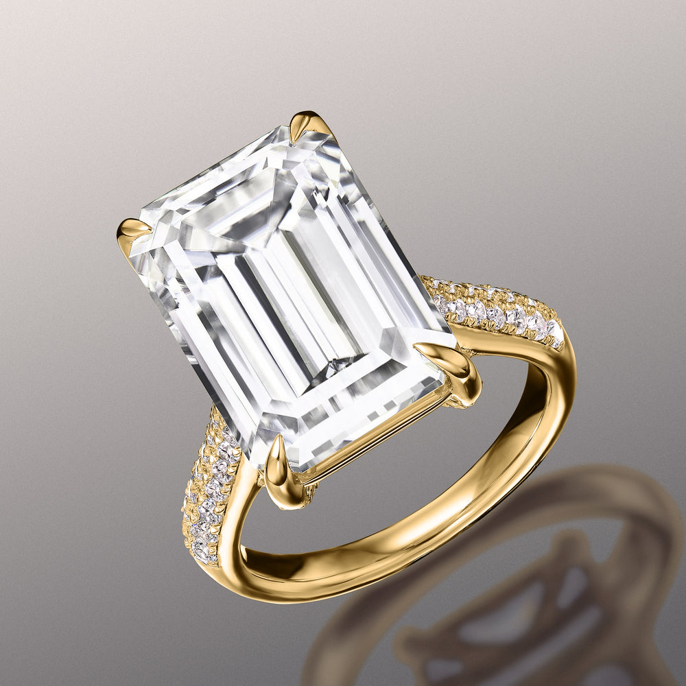 Emerald Cut The Braque Ring with Lab Grown Diamond in 14KT Yellow Gold view 2
