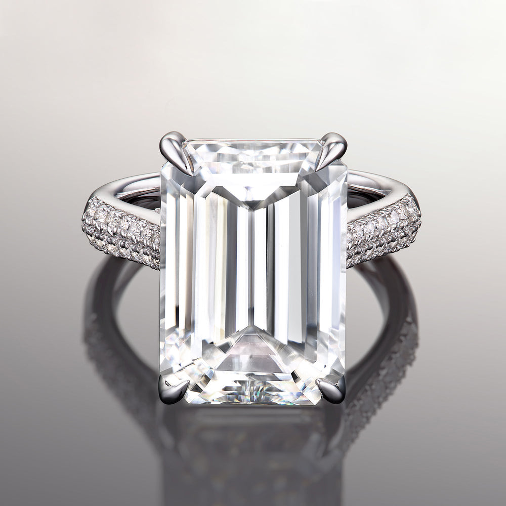 Emerald Cut The Braque Ring with Lab Grown Diamond in 14KT White Gold view 1
