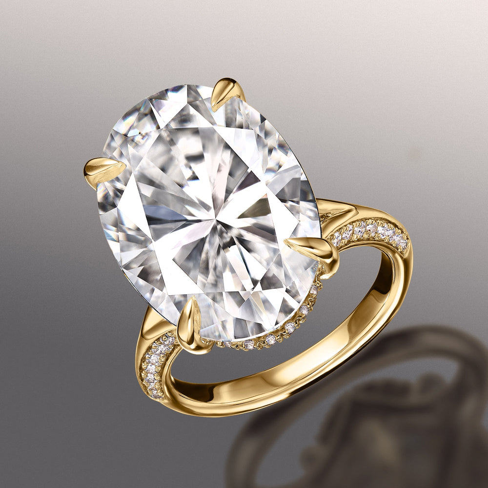The Botticelli Ring with Oval Cut Diamond in 14KT Yellow Gold view 2
