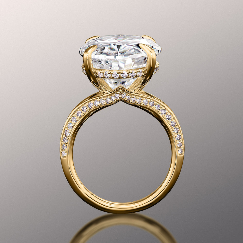The Botticelli Ring with Oval Cut Diamond in 14KT Yellow Gold view 3
