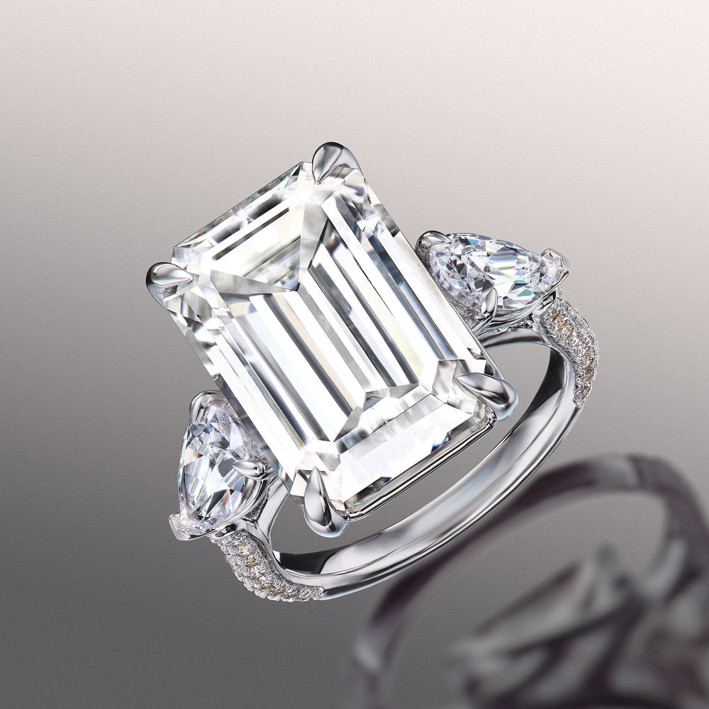 Emerald Cut The Dalí Ring with Lab Grown Diamond in 14KT White Gold view 2
