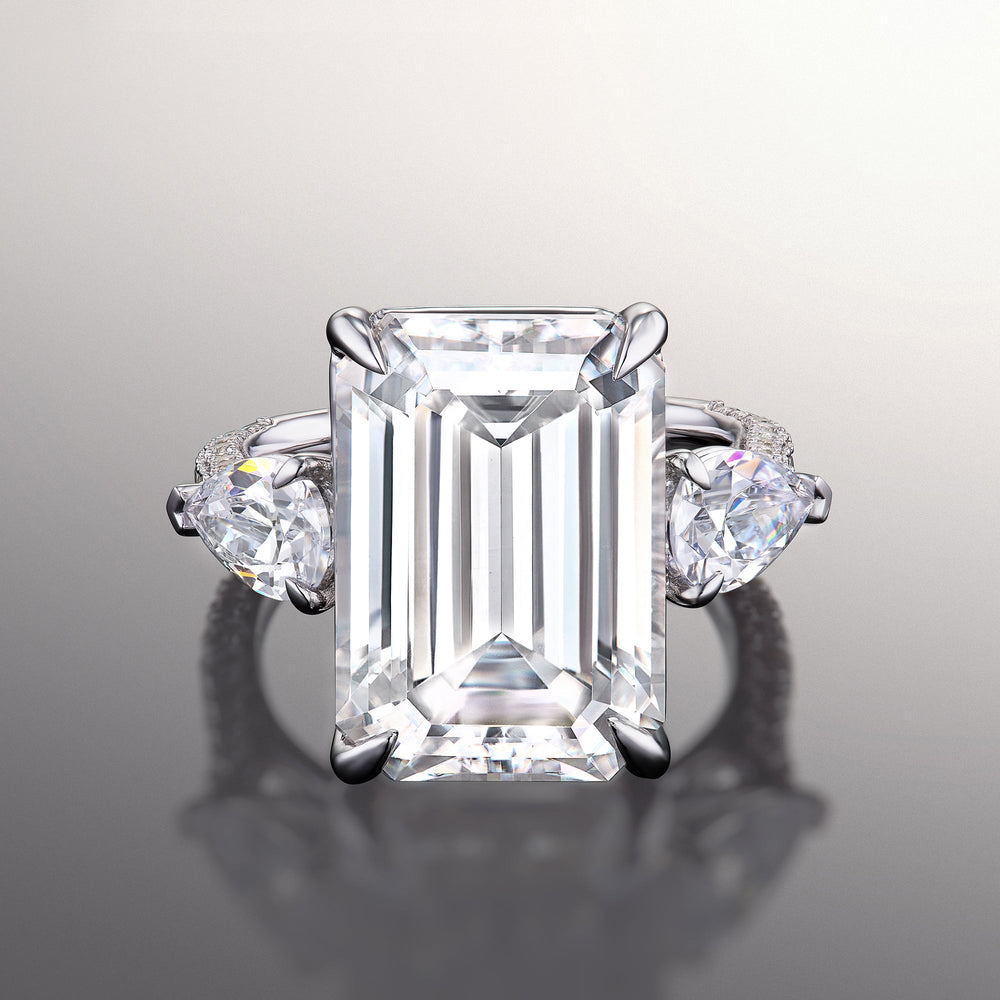 Emerald Cut The Dalí Ring with Lab Grown Diamond in 14KT White Gold view 1
