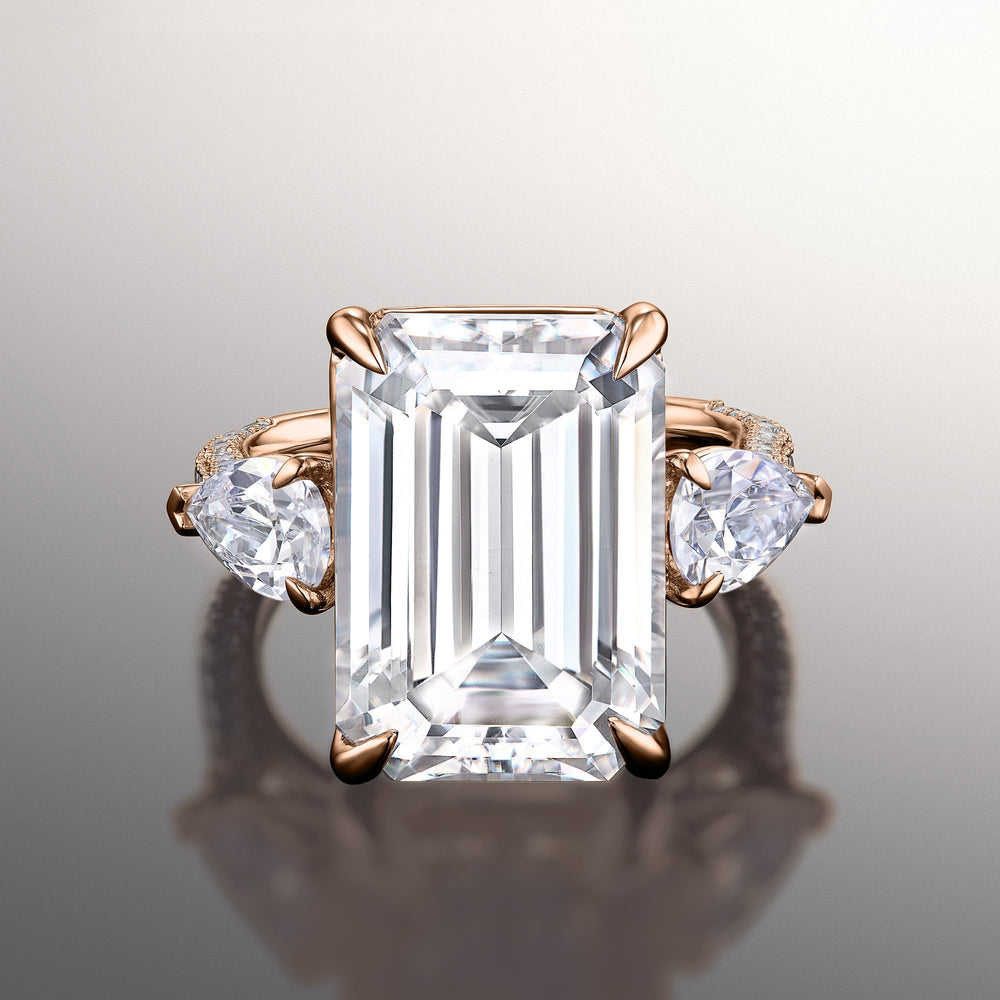 The Dalí Ring with Emerald Cut Diamond in 14KT Rose Gold view 1
