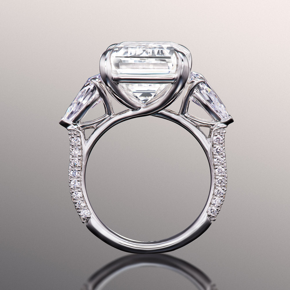 The Dalí Ring with Emerald Cut Diamond in 14KT Platinum view 3
