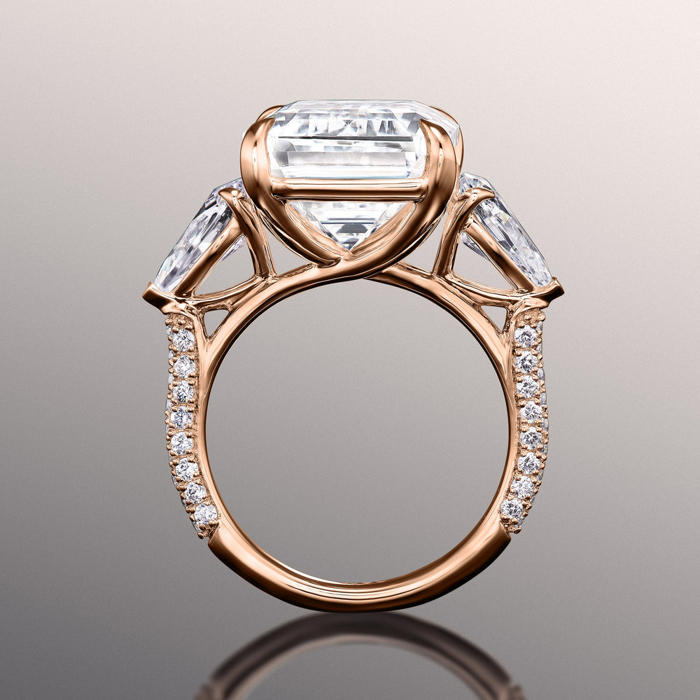 The Dalí Ring with Emerald Cut Diamond in 14KT Rose Gold view 3
