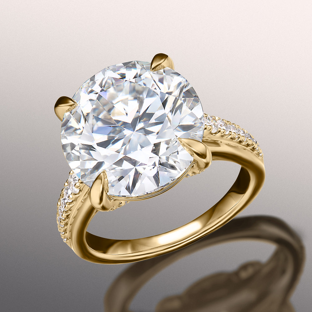 Round Cut The Rubens Ring with Lab Grown Diamond in 14KT Yellow Gold view 2
