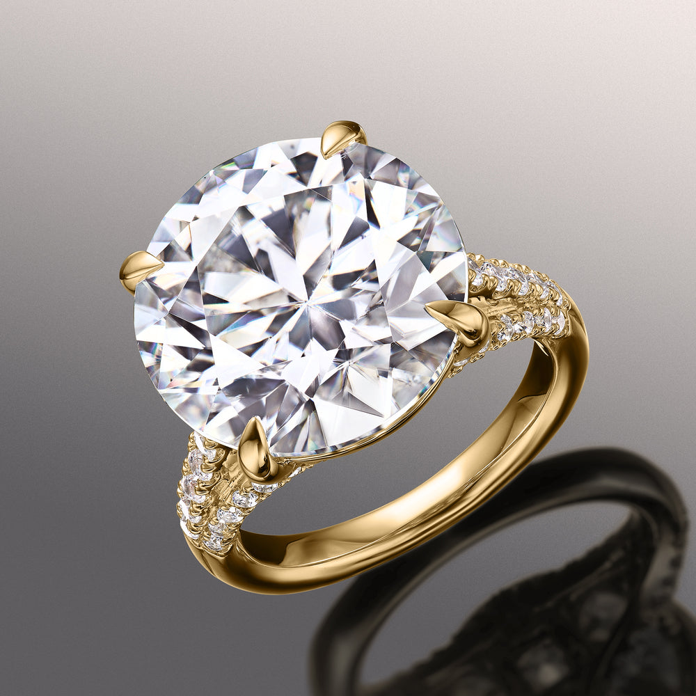 Round Cut The Watteau Ring with Lab Grown Diamond in 14KT Yellow Gold view 2
