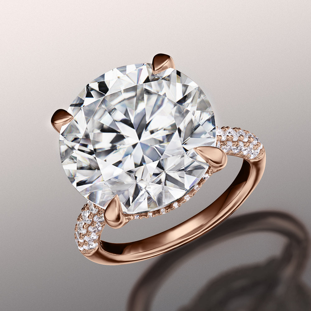 Round Cut The Carrington Ring with Lab Grown Diamond in 14KT Rose Gold view 2
