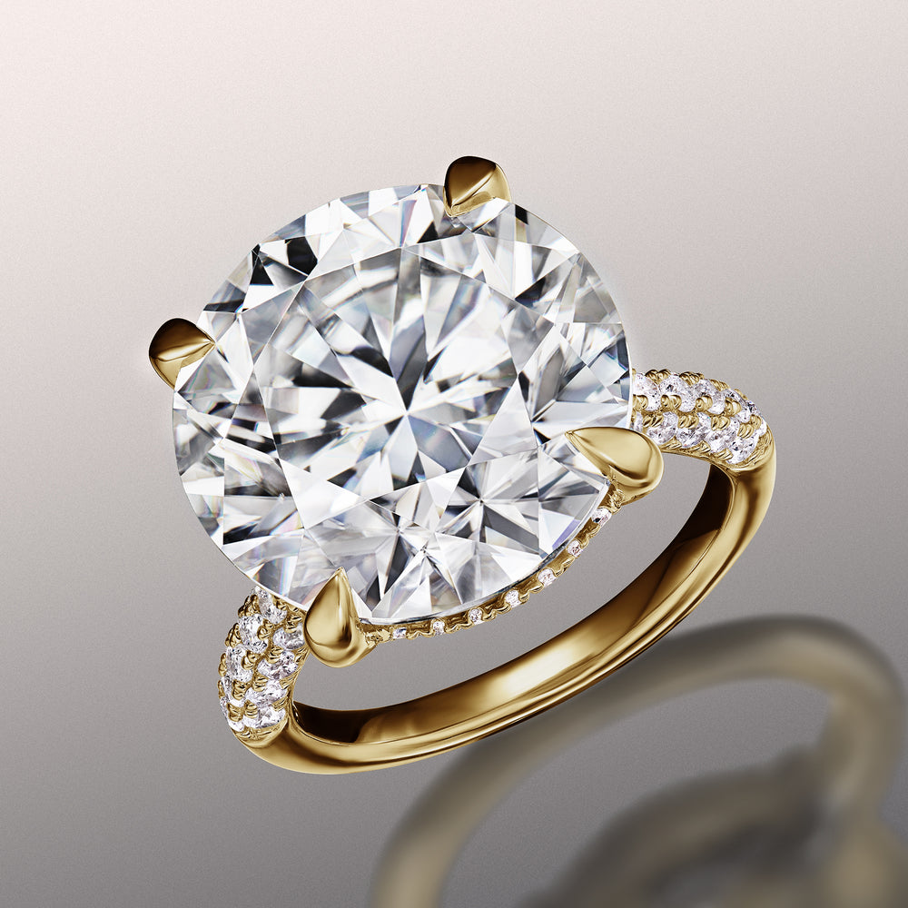 Round Cut The Carrington Ring with Lab Grown Diamond in 14KT Yellow Gold view 2
