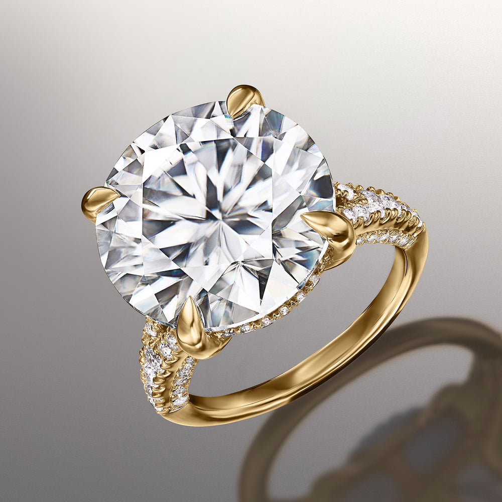 Round Cut The Caravaggio Ring with Lab Grown Diamond in 14KT Yellow Gold view 2
