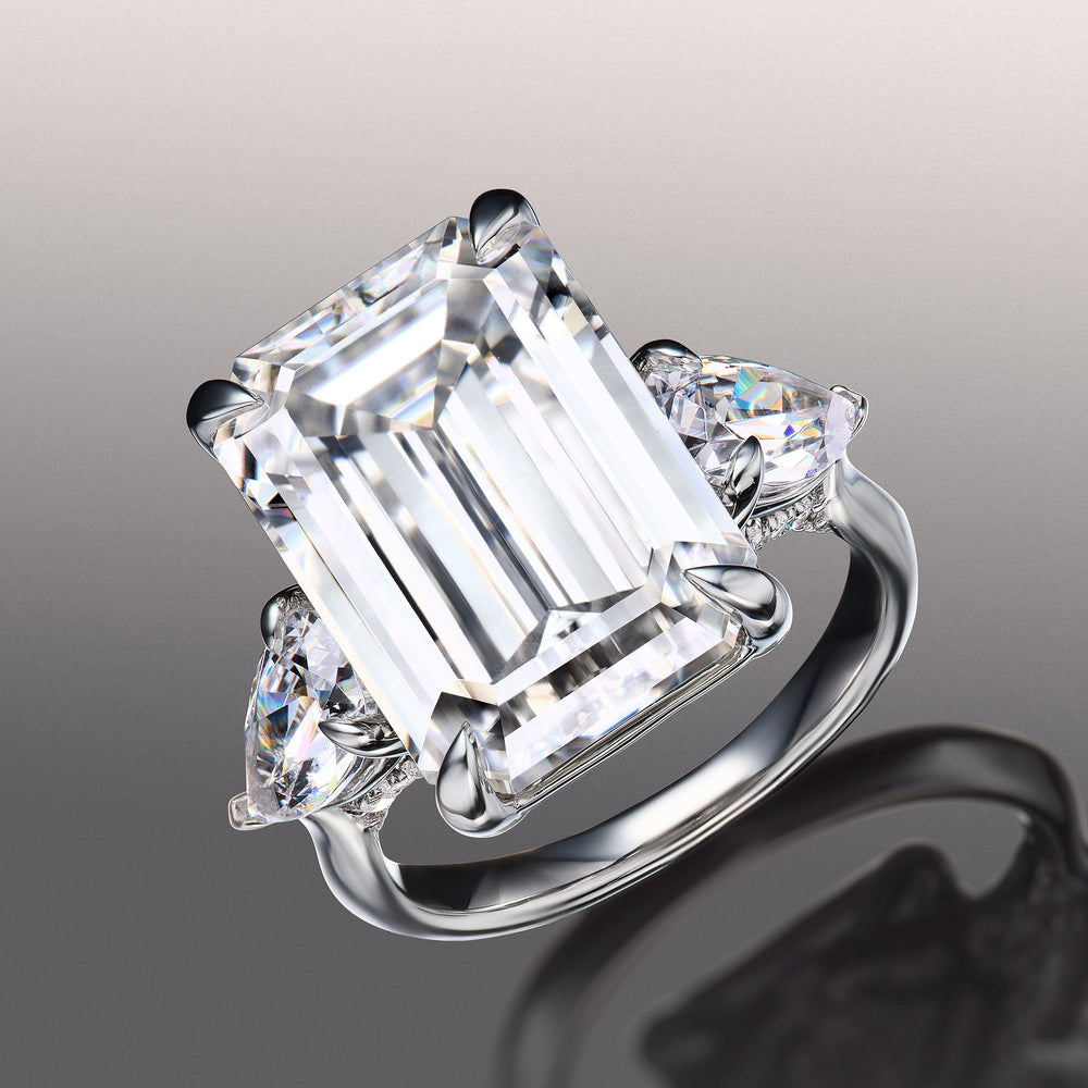 Emerald Cut The Wood Ring with Lab Grown Diamond in 14KT White Gold view 2
