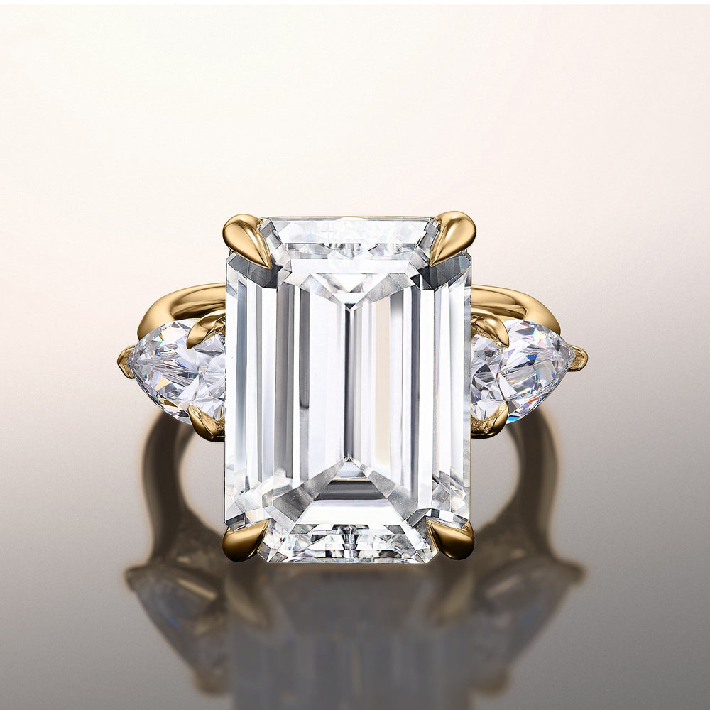 Emerald Cut The Wood Ring with Lab Grown Diamond in 14KT Yellow Gold view 1

