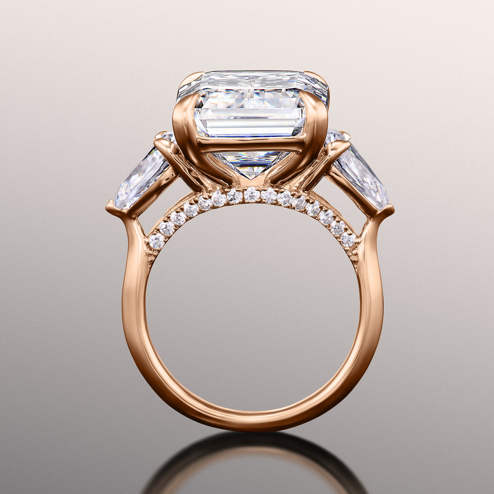 Emerald Cut The Wood Ring with Lab Grown Diamond in 14KT Rose Gold view 3
