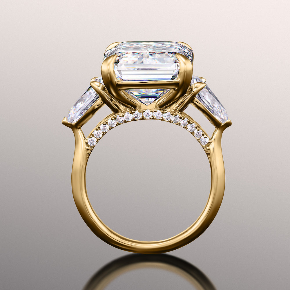 Emerald Cut The Wood Ring with Lab Grown Diamond in 14KT Yellow Gold view 3

