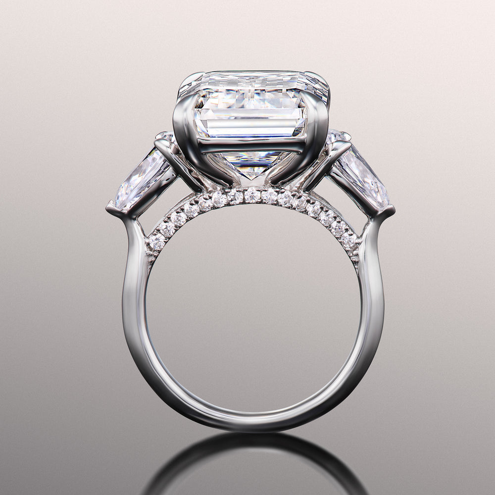 Emerald Cut The Wood Ring with Lab Grown Diamond in 14KT White Gold view 3
