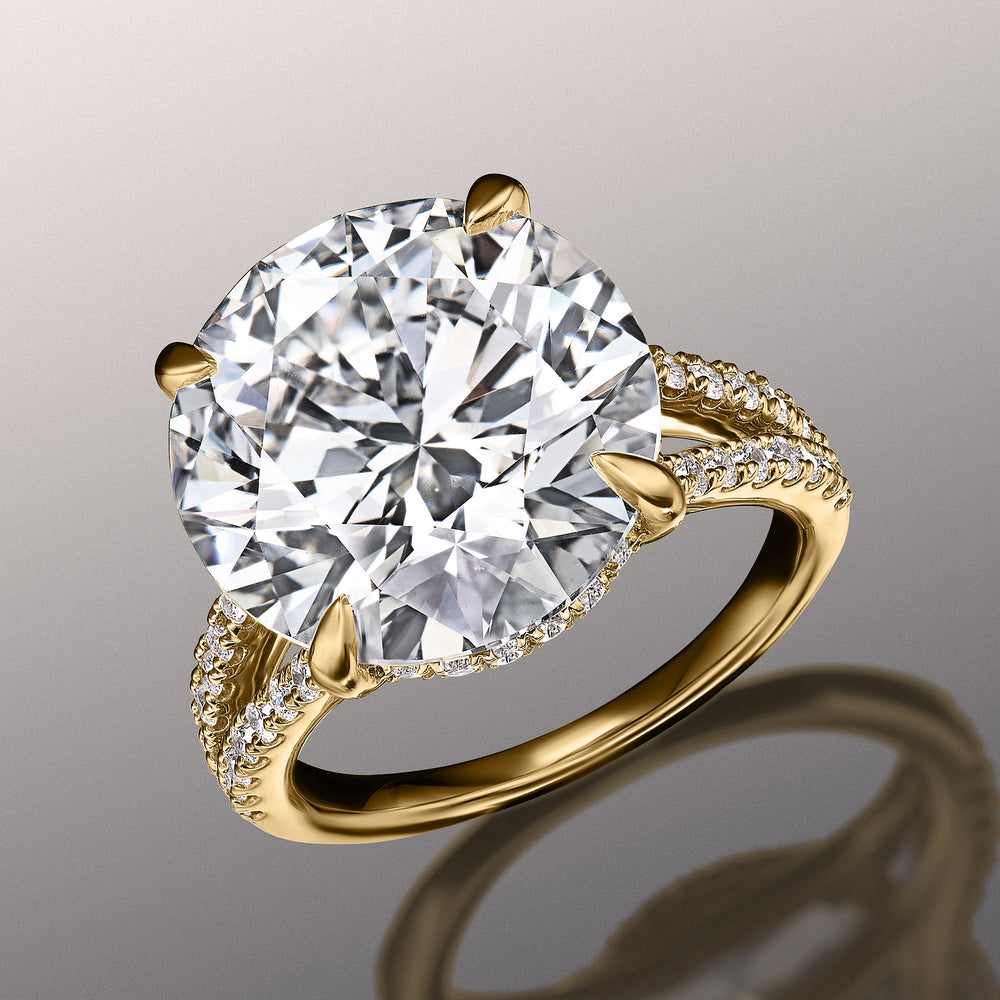 The Pollock Ring with Round Cut Diamond in 14KT Yellow Gold view 2
