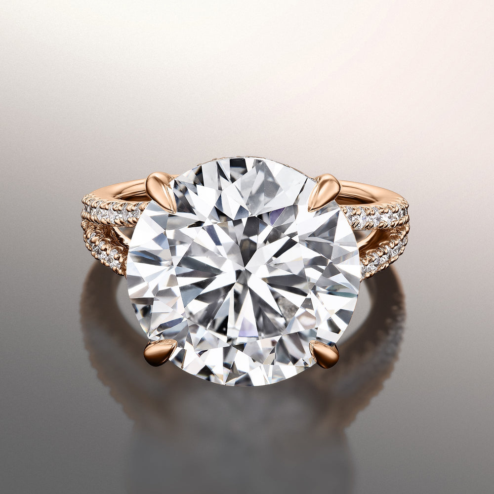 Round Cut The Pollock Ring with Lab Grown Diamond in 14KT Rose Gold view 1
