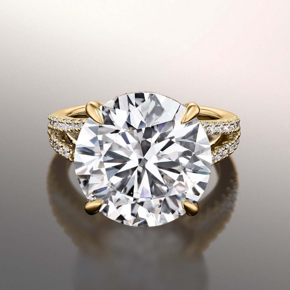 Round Cut The Pollock Ring with Lab Grown Diamond in 14KT Yellow Gold view 1
