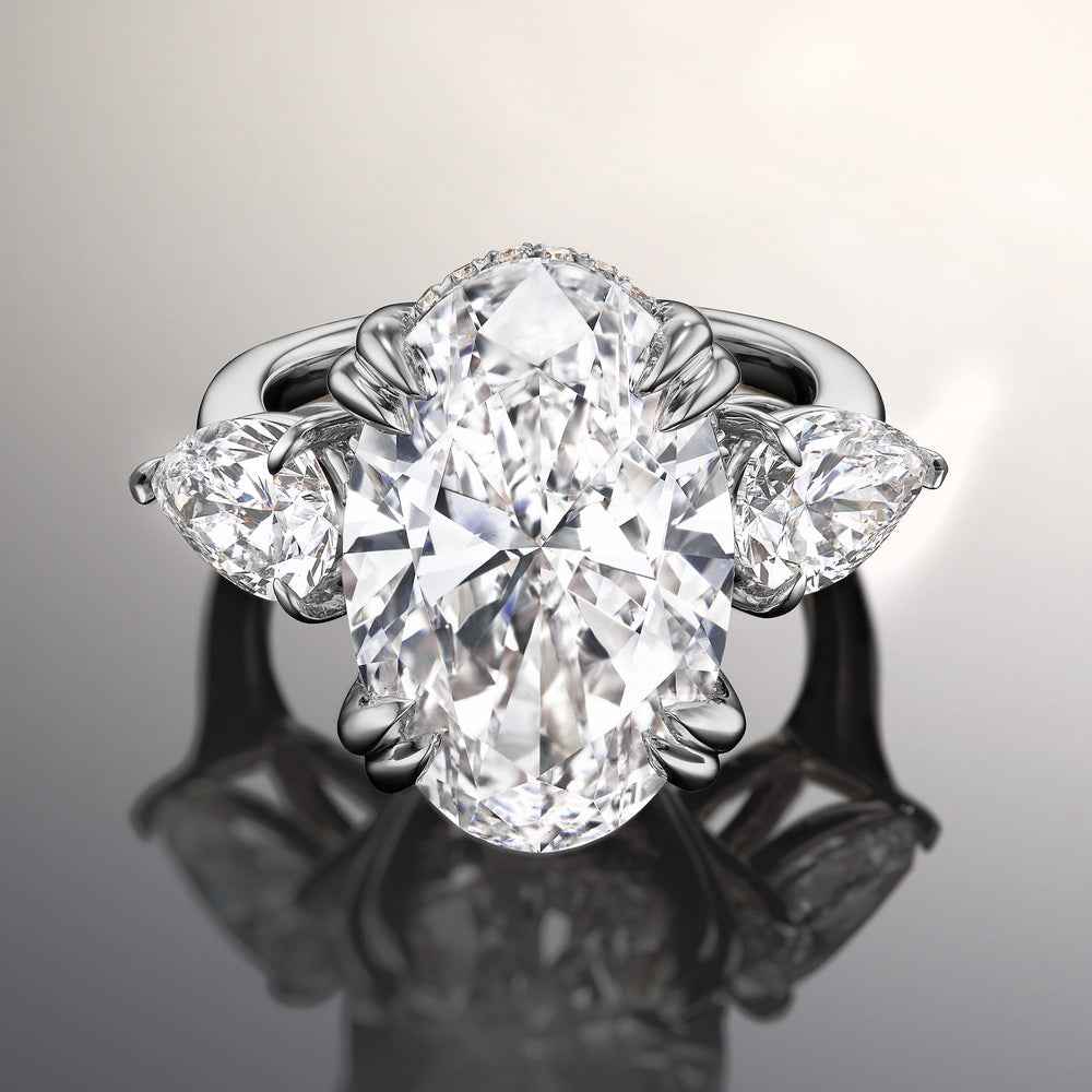 Oval Cut The Donatello Ring with Lab Grown Diamond in 14KT White Gold view 1
