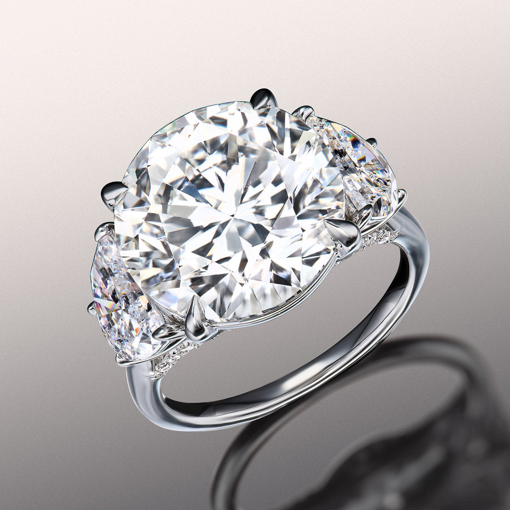 Round Cut The Rosenstein Ring with Lab Grown Diamond in 14KT White Gold view 2

