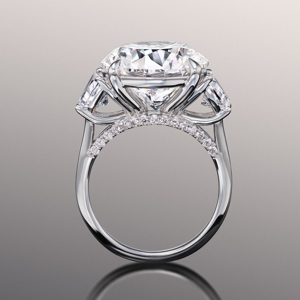 Round Cut The Rosenstein Ring with Lab Grown Diamond in 14KT White Gold view 3
